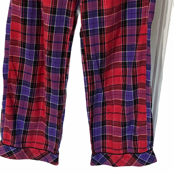 Victoria's Secret 2 Pc Pink & Purple Buffalo Plaid Pajama Set Women's Small - Picture 8 of 9
